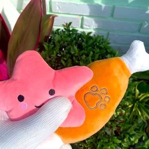 Pink Star & Chicken Bone Plush Pet Toy